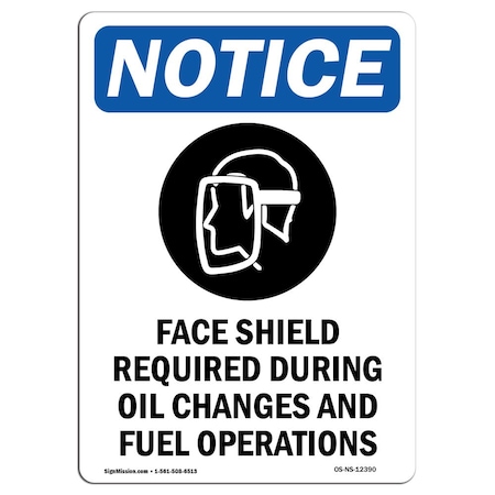 Signmission OSHA Notice Sign, Face Shield Required With Symbol, 18in X 12in Decal, 12" W, 18" H, Portrait OS-NS-D-1218-V-12390